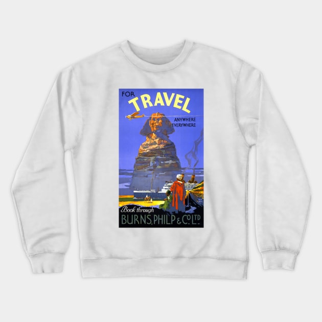 Vintage Travel Poster For Travel Anywhere everywhere Egypt Crewneck Sweatshirt by vintagetreasure